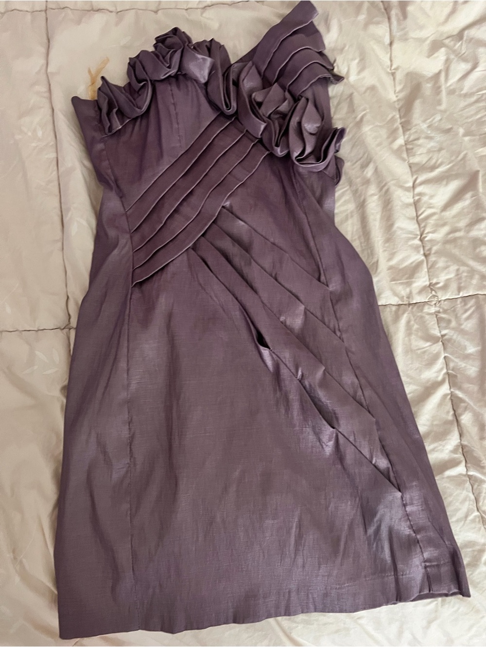 Romeo & Juliet Couture Strapless Lavender-Purple Ruffle Cocktail Dress